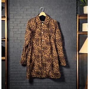 Coldwater Creek Leopard Print Black Reversible A Line Coat S